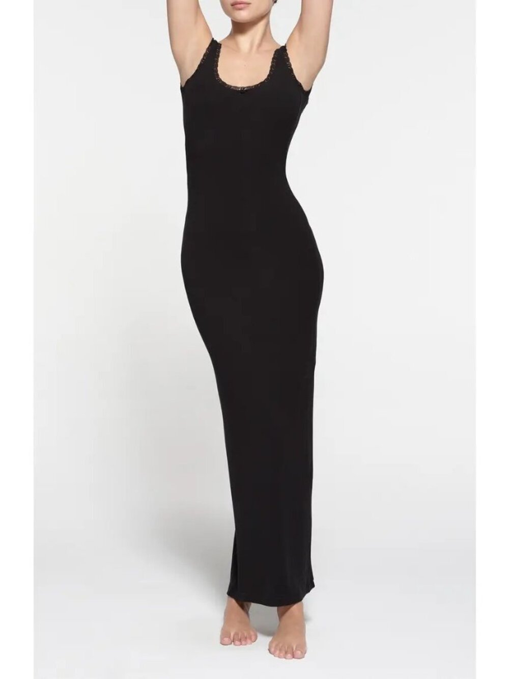 NWT SKIMS SOFT LOUNGE SCOOP NECK LACE ONYX DRESS SZ 3X